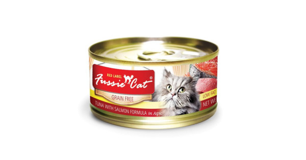 Fussie Cat Red Label Tuna with Salmon (紅鑽吞拿魚+ 三文魚) 80g X 24 罐